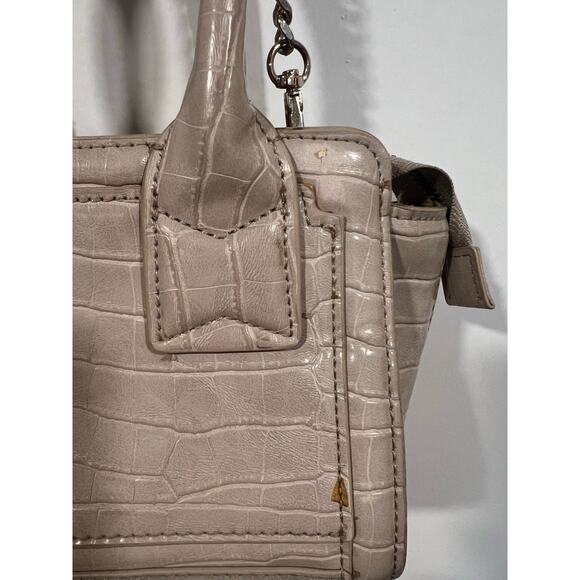 Zara Faux Croc Embossed Beige Crossbody Top Handle bag Small - Picture 7 of 11